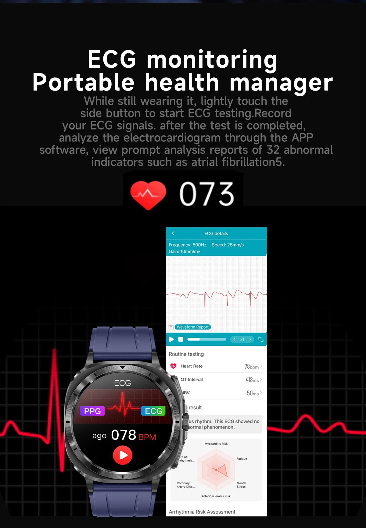 2025 NEW Health monitoring ECG+PPG Smart Watch Uric Acid Blood fat Blood Pressure High Precision Analysis Smart Watch Voice call