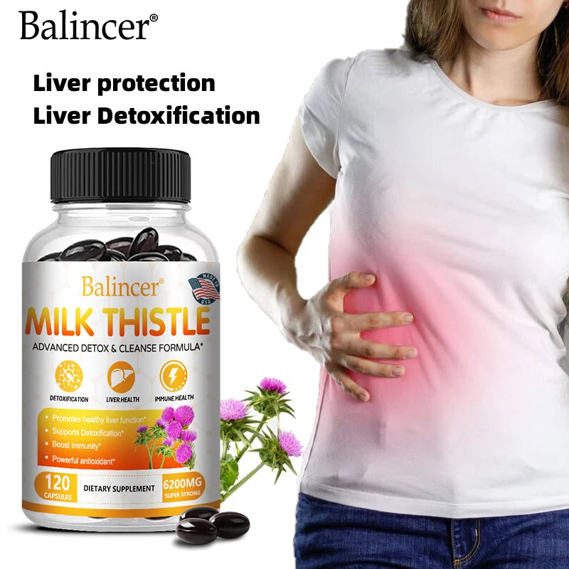 Balincer Liver Detox Cleanse - with Milk Thistle - Improves Liver Function, Supports Fat Metabolism, Antioxidant - 120 Capsules