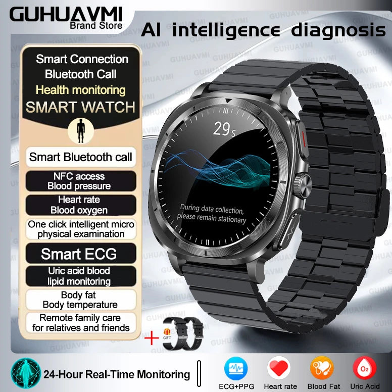2025 NEW Health monitoring ECG+PPG Smart Watch Uric Acid Blood fat Blood Pressure High Precision Analysis Smart Watch Voice call