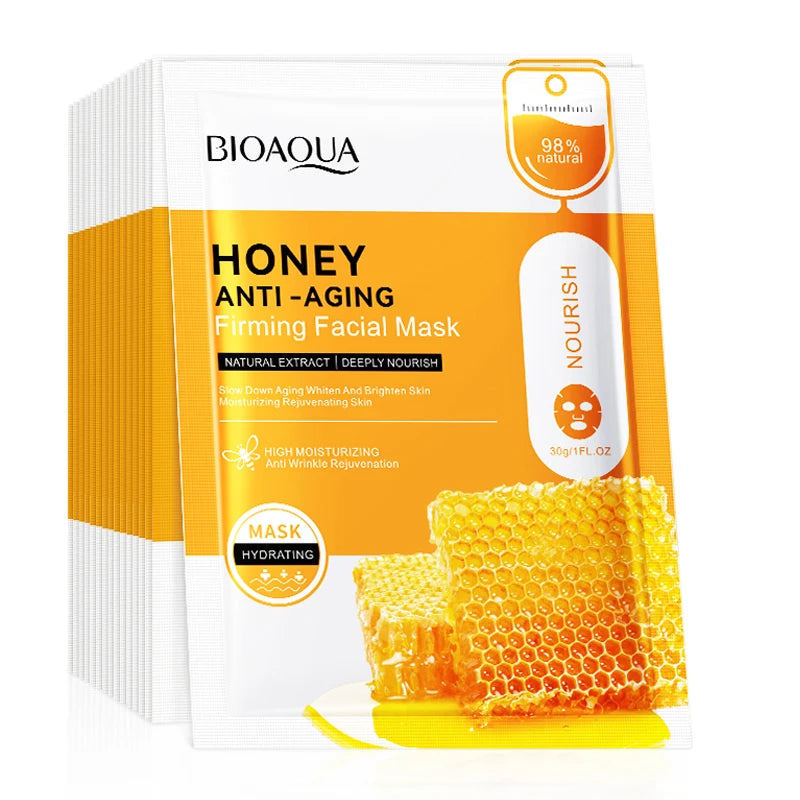 10pcs BIOAQUA Honey Anti-Aging Firming Face Mask Repairing Facial Masks Anti Wrinkle Beauty skincare Masks for Face Skin Care