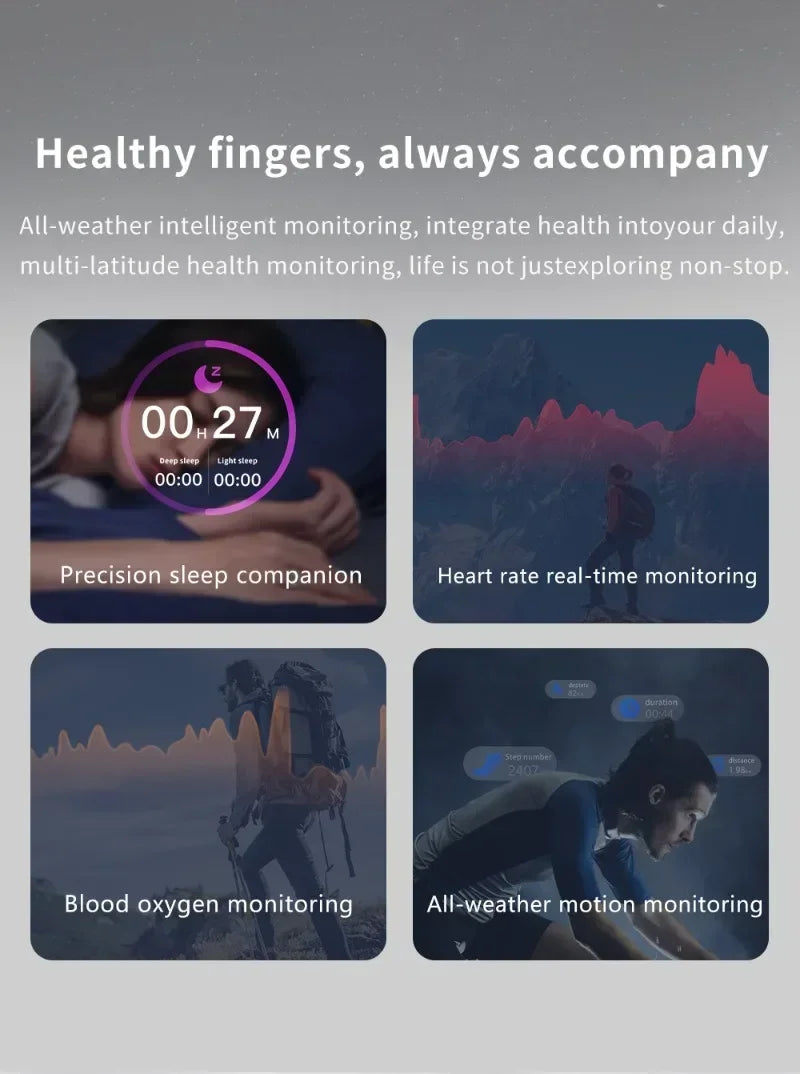 Smart Ring Health Monitoring IP68&5ATM Waterproof for Women Men Multi-sport Modes Bluetooth Sleep Tracker Finger Ring for Photo