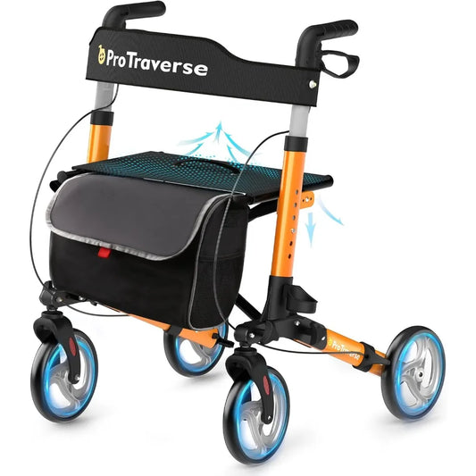 Best - Walkers for Seniors,rollator Walker with seat,Lightweight Foldable All Terrain Rolling Walker,Adjustable