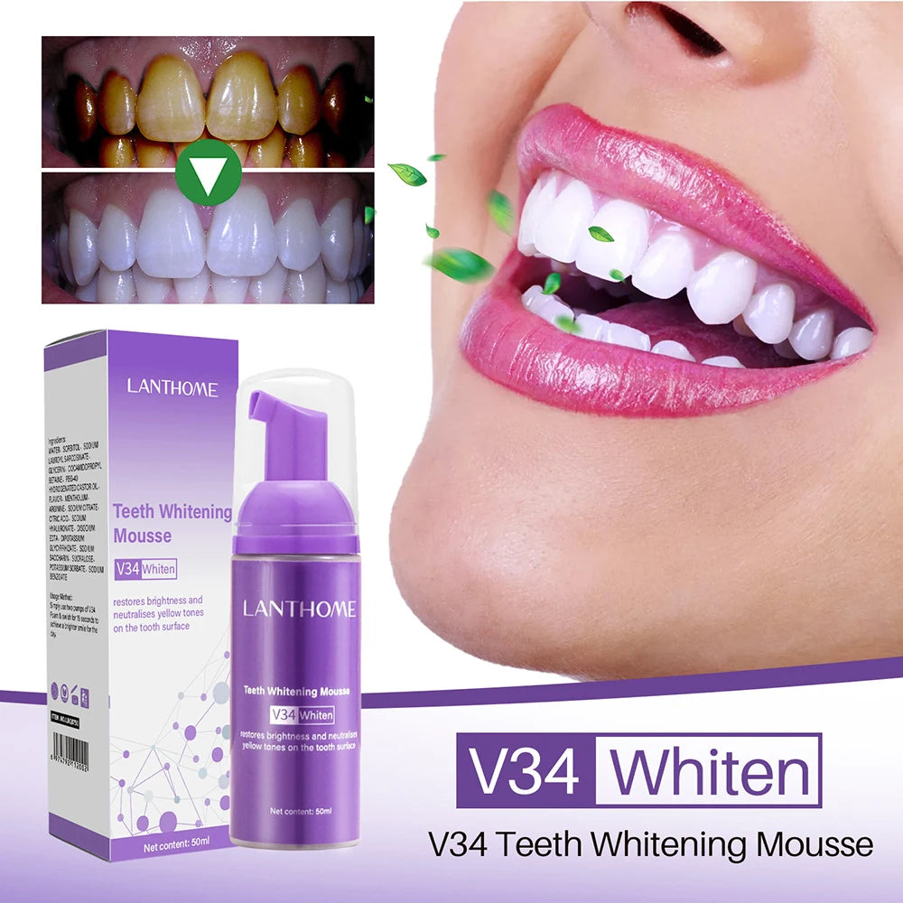 50ml Teeth Cleaning Whitening Mousse Deep Cigarette Stains Repair Bright Neutralizes Yellow Tones Dental Plaque Fresh Breath