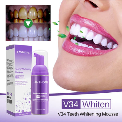 50ml Teeth Cleaning Whitening Mousse Deep Cigarette Stains Repair Bright Neutralizes Yellow Tones Dental Plaque Fresh Breath