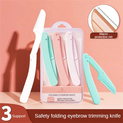 1/3PCS Folding Eyebrow Trimmer Eye Brow Razor Face Body Hair Removal Shaver Eyebrow Blades Scissors Women Profiler Beauty Makeup