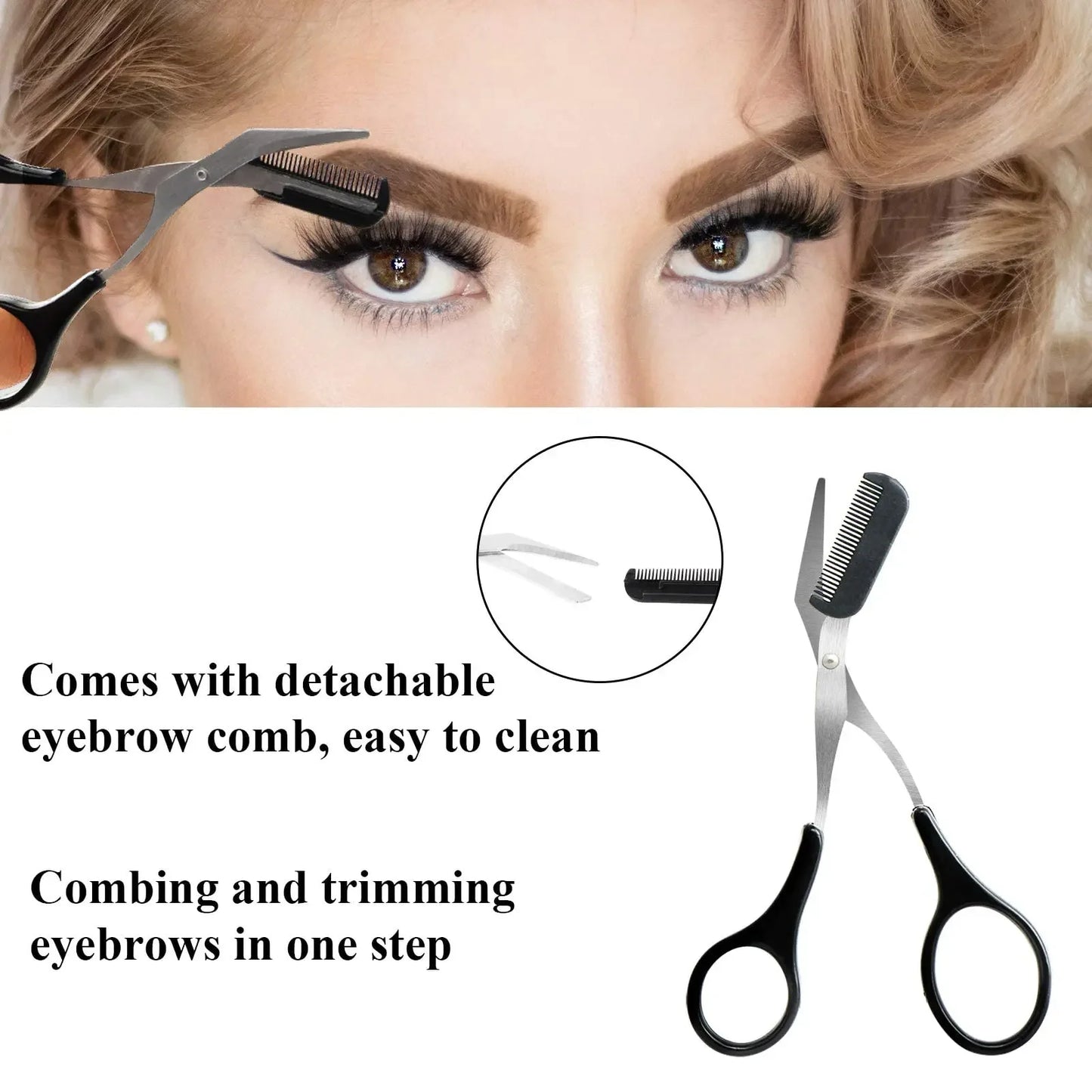 Eyebrow Trimmer Scissors with Comb Precision Trimmer Eyebrow Eyelash Hair Remover Cut Scissors Beauty Tool for Men Women