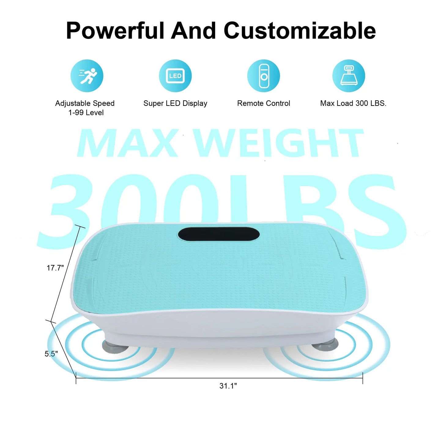 Silent Vibration Platform Crazy Fitness Massage 10-Frequency Weight Loss & Fat Burner Body Shaking Machine For Unisex Blue
