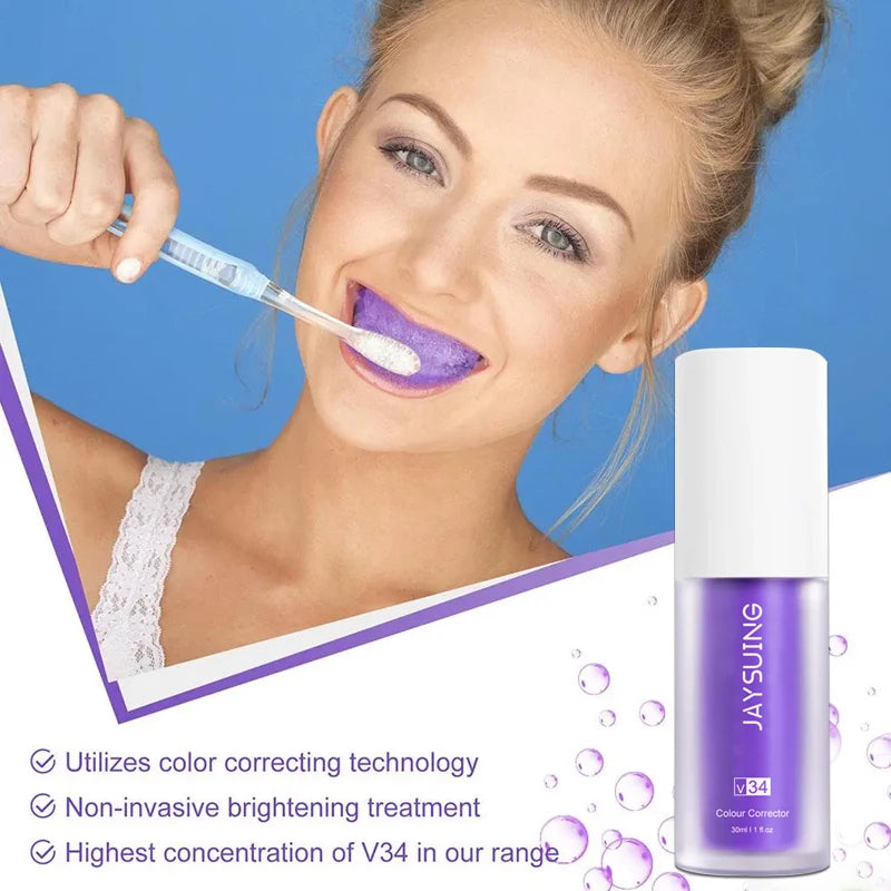 V34 Toothpaste Teeth Whitening Protect Tooth Enamel Intensive Stain Removal v34 Colour Corrector Toothpaste Improve Yellow Teeth