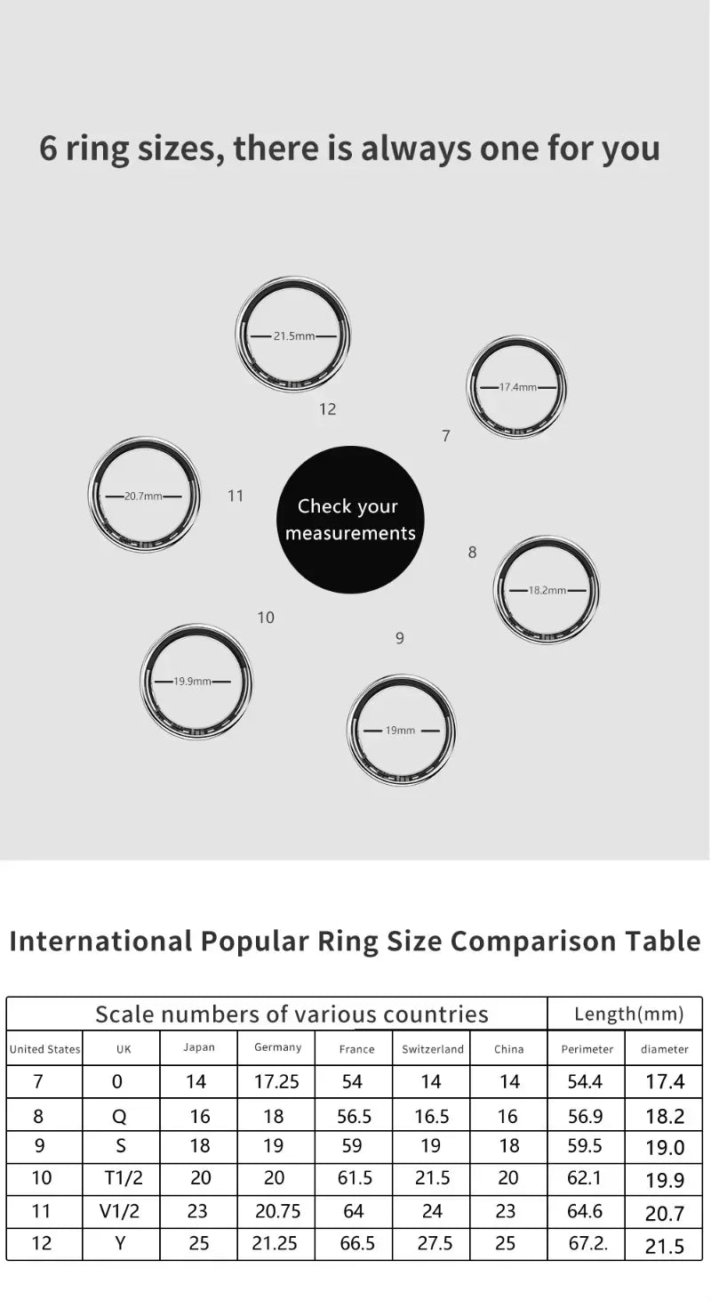 Smart Ring Health Monitoring IP68&5ATM Waterproof for Women Men Multi-sport Modes Bluetooth Sleep Tracker Finger Ring for Photo