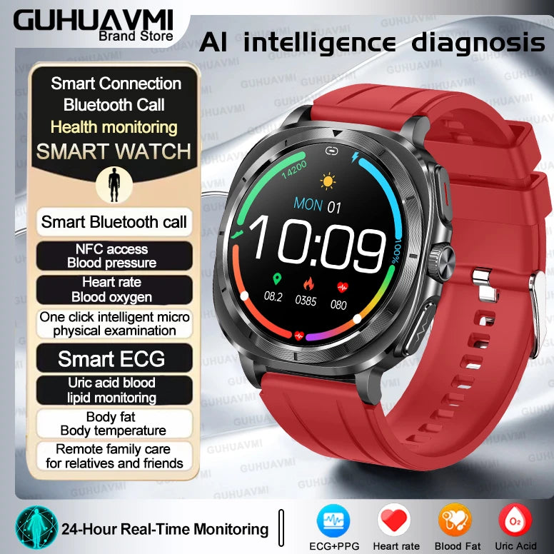2025 NEW Health monitoring ECG+PPG Smart Watch Uric Acid Blood fat Blood Pressure High Precision Analysis Smart Watch Voice call