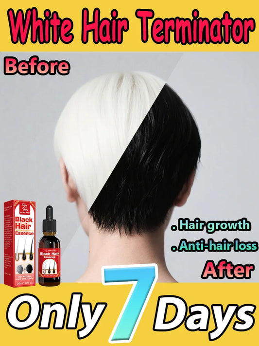 White to Black Hair Serum Gʀᴀʏ Hᴀɪʀ Tʀᴇᴀᴛᴍᴇɴᴛ Nᴀᴛᴜʀᴀʟ Cᴏʟᴏʀ Rᴇᴘᴀɪʀ Nᴏᴜʀɪsʜɪɴɢ Aɴᴛɪ-Hᴀɪʀ Lᴏss Cᴀʀᴇ Mᴇɴ Wᴏᴍᴇɴ