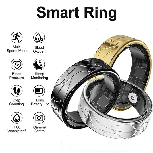 Smart Ring Health Monitoring IP68&5ATM Waterproof for Women Men Multi-sport Modes Bluetooth Sleep Tracker Finger Ring for Photo