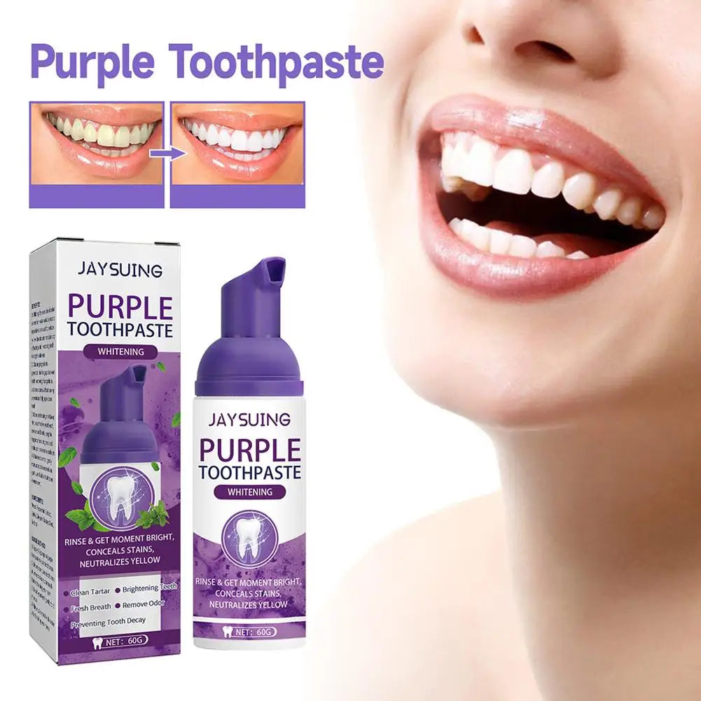 60g Purple Toothpaste Whitening Brightening Corrector Oral Stains Health Teeth Tooth Removing Yellow Cleaning N8K9