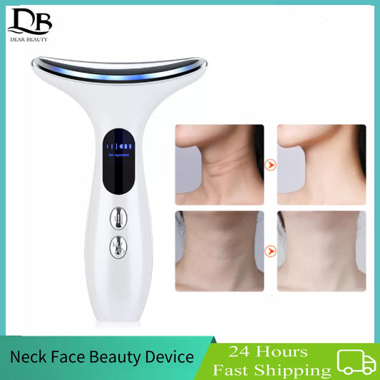 Neck Beauty Device EMS Micro-current LED Photon Firming Rejuvenating Anti Wrinkle Thin Double Chin Skin Care Facial Massager