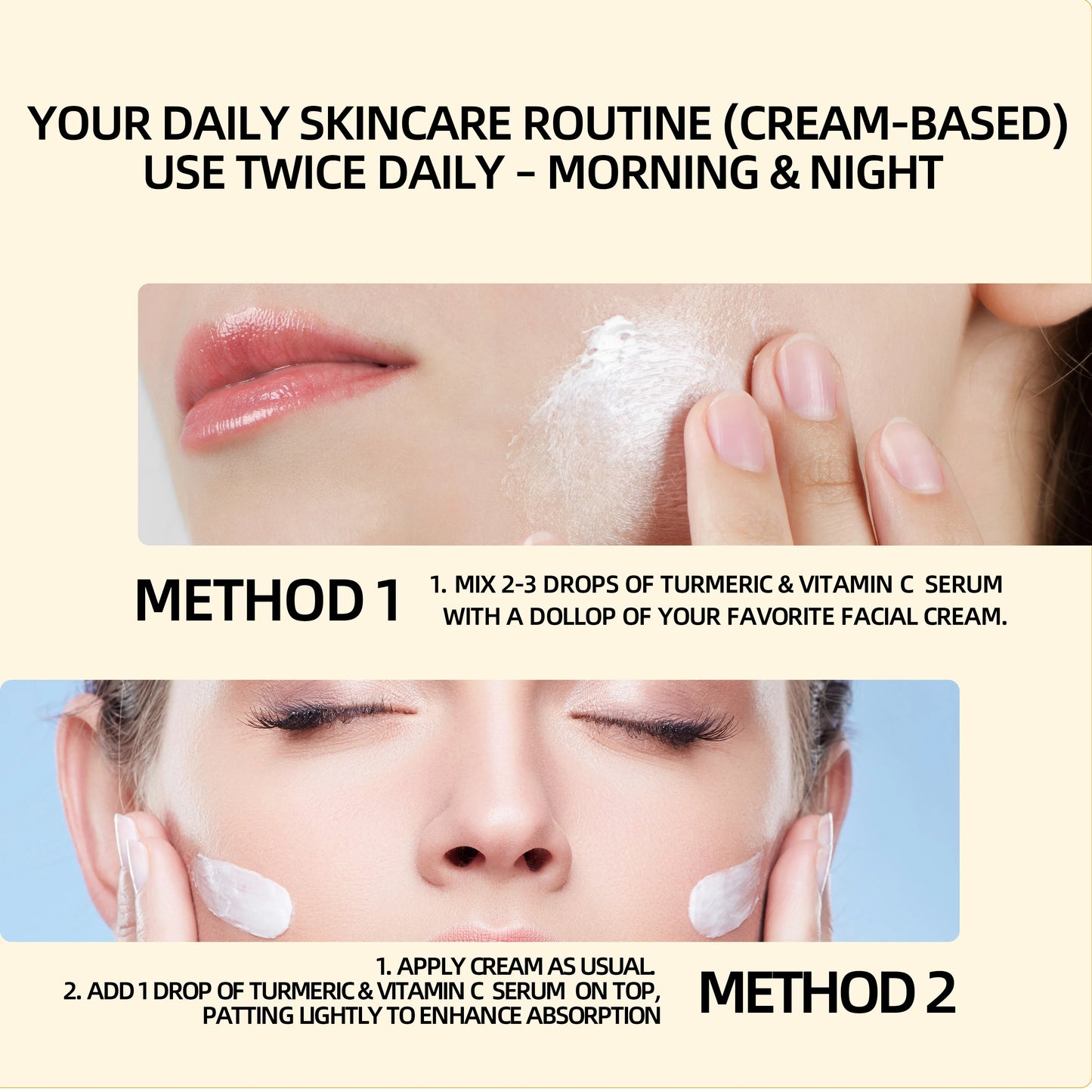 Turmeric & Vitamin C Cream -Lightweight Nourishment for Face& Neck, Fast-Absorbing HydrationAll Skin Types
