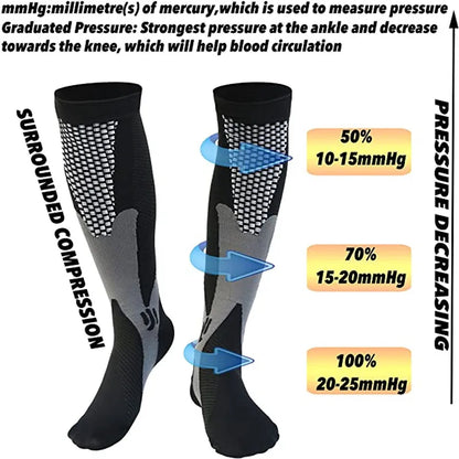 Compression Socks Running Sports Socks Medical Nursing 20-30mmhg for Flight Travel Pregnancy Edema Diabetes Varicose Veins Socks