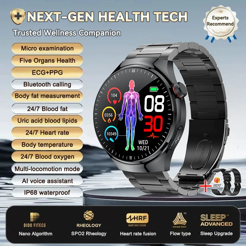 2025 New For Huawei Health Micro examination SmartWatch ECG+PPG Uric acid Blood lipid Bluetooth call Organ monitoring smartwatch