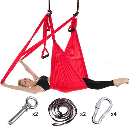 Full Set 6 Handles Anti-gravity Aerial Yoga Ceiling Hammock Flying Swing Trapeze Yoga Inversion Device Home GYM Hanging Belt