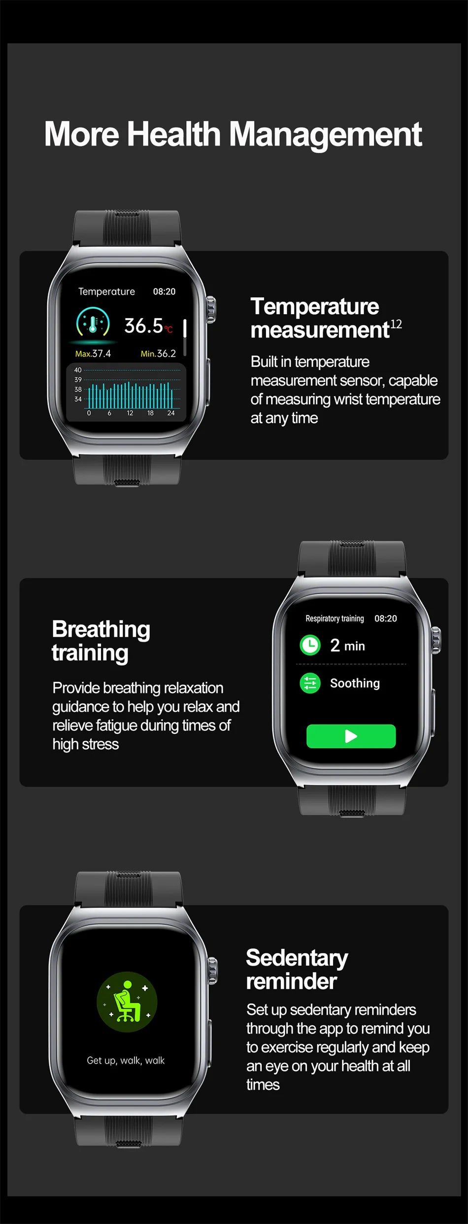 2025 New Health Monitor Smart Watch Blood Pressure Lipid Uric Acid ECG NFC Body Temperature Bluetooth Call Health Smartwatch