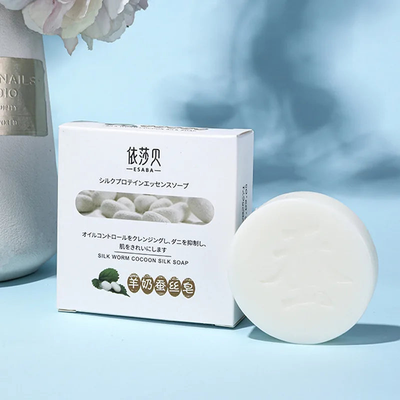 Natural Goat Milk Silk Protein Handmade Soap 60g Moisturizing Skin Care Cleansing Facial Soap Face Cleaner Body Wash