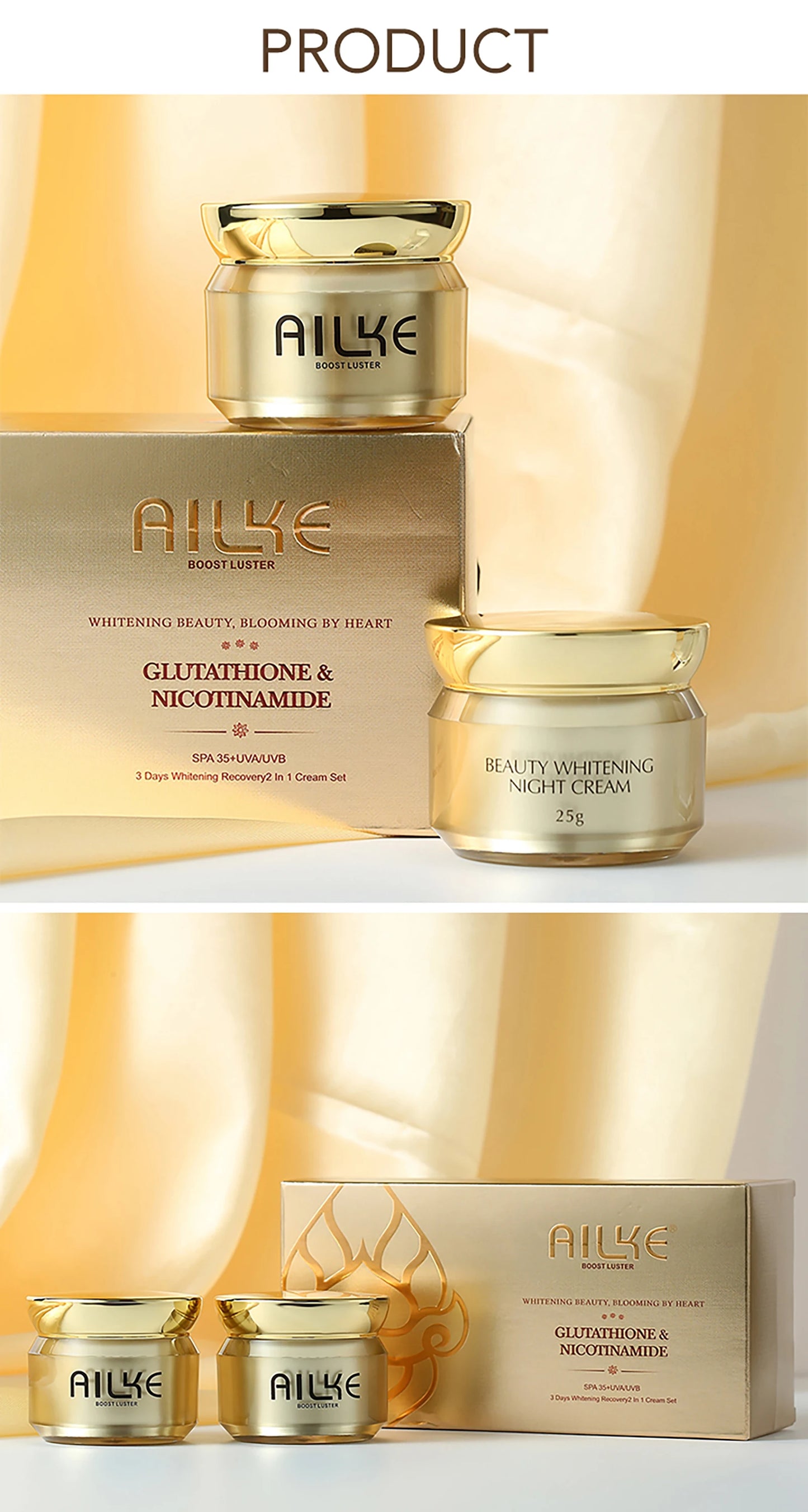AILKE Whitening Moisturizing Facial Cream, Naturally Brighten Skin Tone, Remove Dark Spots, Clean Skin With Nicotinamide Spf35+