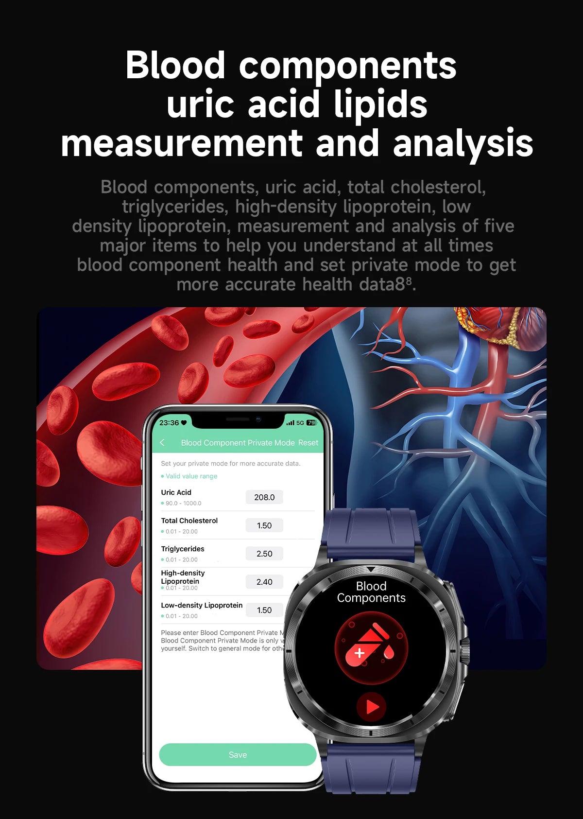 2025 NEW Health monitoring ECG+PPG Smart Watch Uric Acid Blood fat Blood Pressure High Precision Analysis Smart Watch Voice call