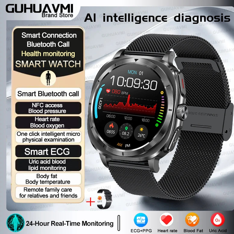 2025 NEW Health monitoring ECG+PPG Smart Watch Uric Acid Blood fat Blood Pressure High Precision Analysis Smart Watch Voice call