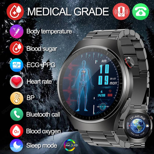 2023 New Health Blood Sugar Smart Watch ECG+PPG Bluetooth Call 466*466 AMOLED 1.43 Inch Full Touch Screen Smartwatch For Android