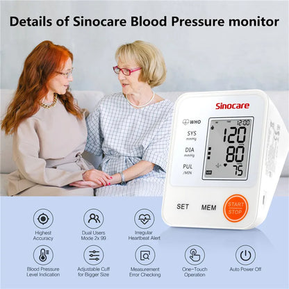 Sannuo Blood Pressure Monitor Upper Arm Blood Pressure Cuff Device Automatic Digital BP Machine Heart Rate Pulse Monitor Voice