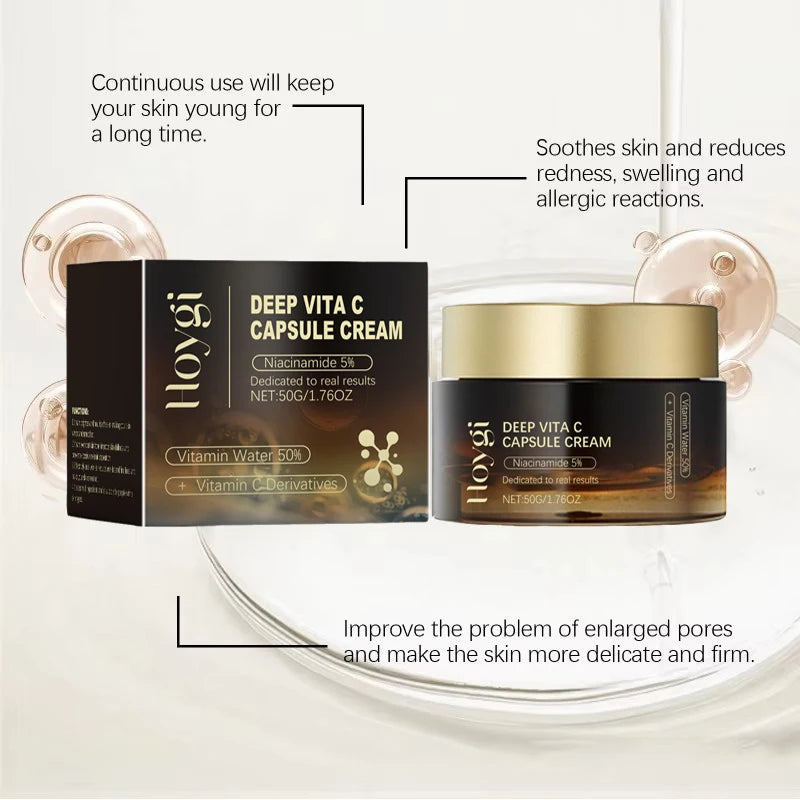 Deep Vita C Capsule Cream Face Moisturizer Gel With Collagen & Niacinamide Anti Wrinkles Firming Repairing Hydrating Skin Care