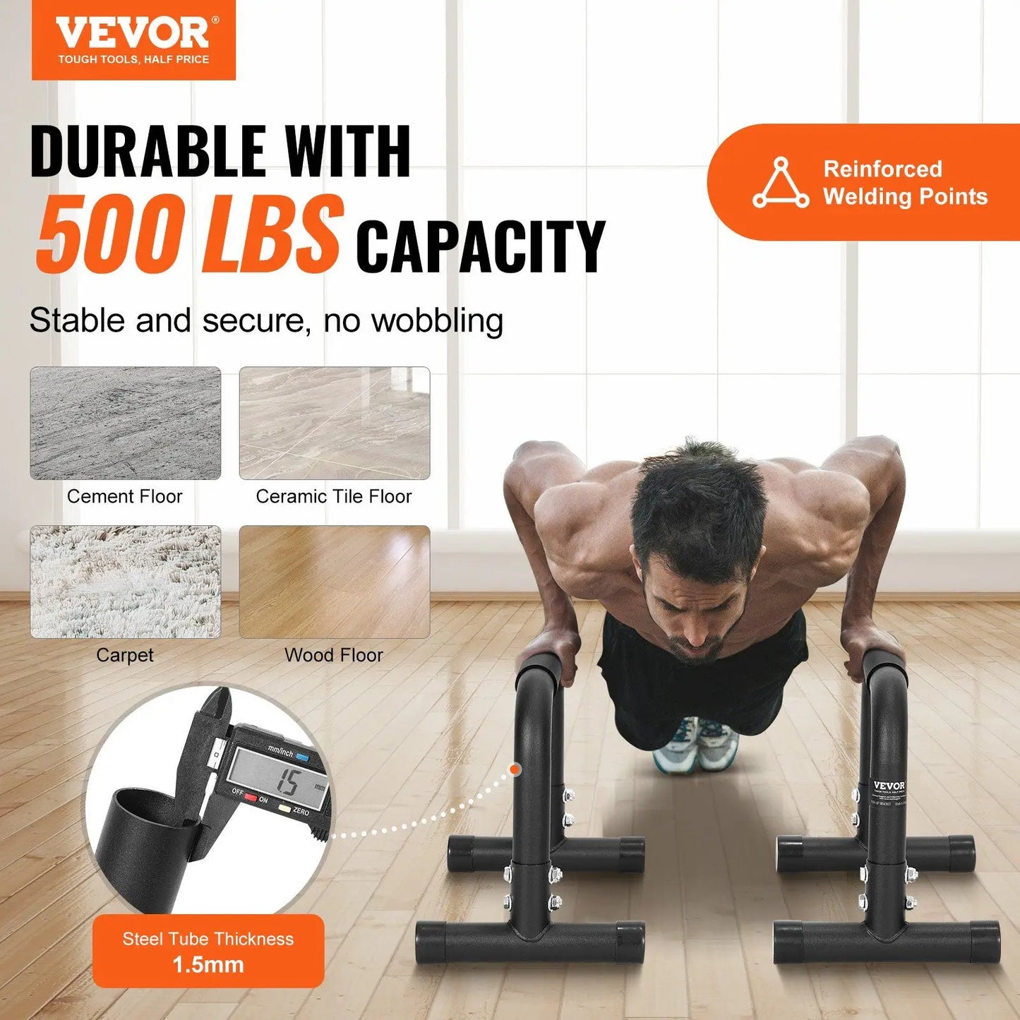 Dip Bars, 500 lbs Weight Capacity, Heave Duty Dip Stand Station, Fitness Workout Dip Bar Station Stabilizer Parallette Push Up S