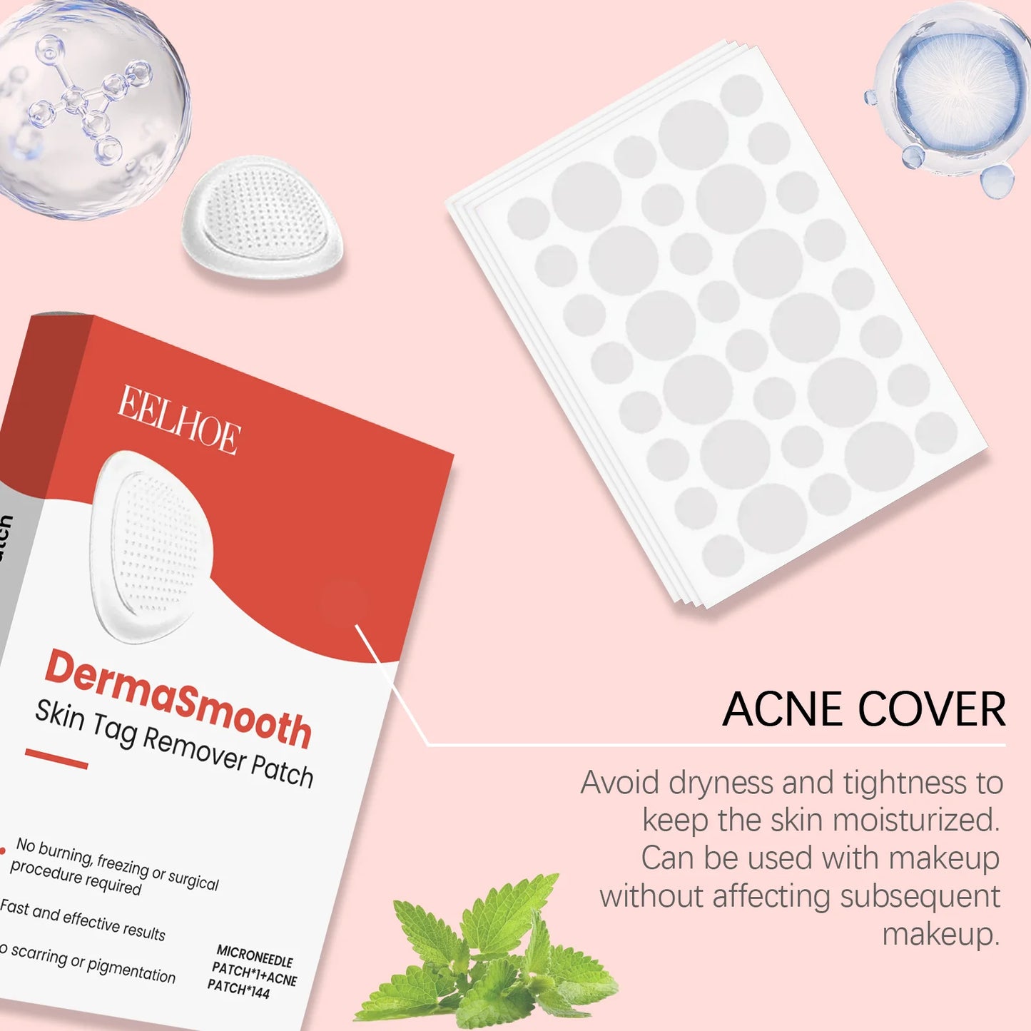 Skin care patch: A daily body care patch that gently cleanses the skin, clears acne, and is thin, invisible and transparent.