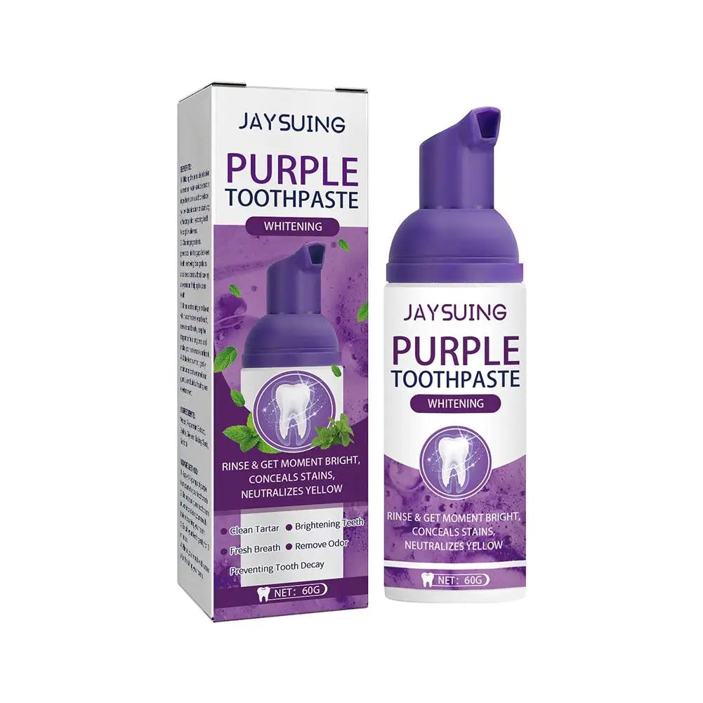 60g Purple Toothpaste Whitening Brightening Corrector Oral Stains Health Teeth Tooth Removing Yellow Cleaning N8K9