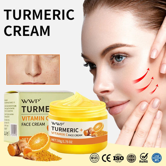 Turmeric Face Cream Strong Whitening Vitamin C Cream Brighten Skin Tone Reduce Dark Spots Lighten Moisturizing Cream Facial 50g