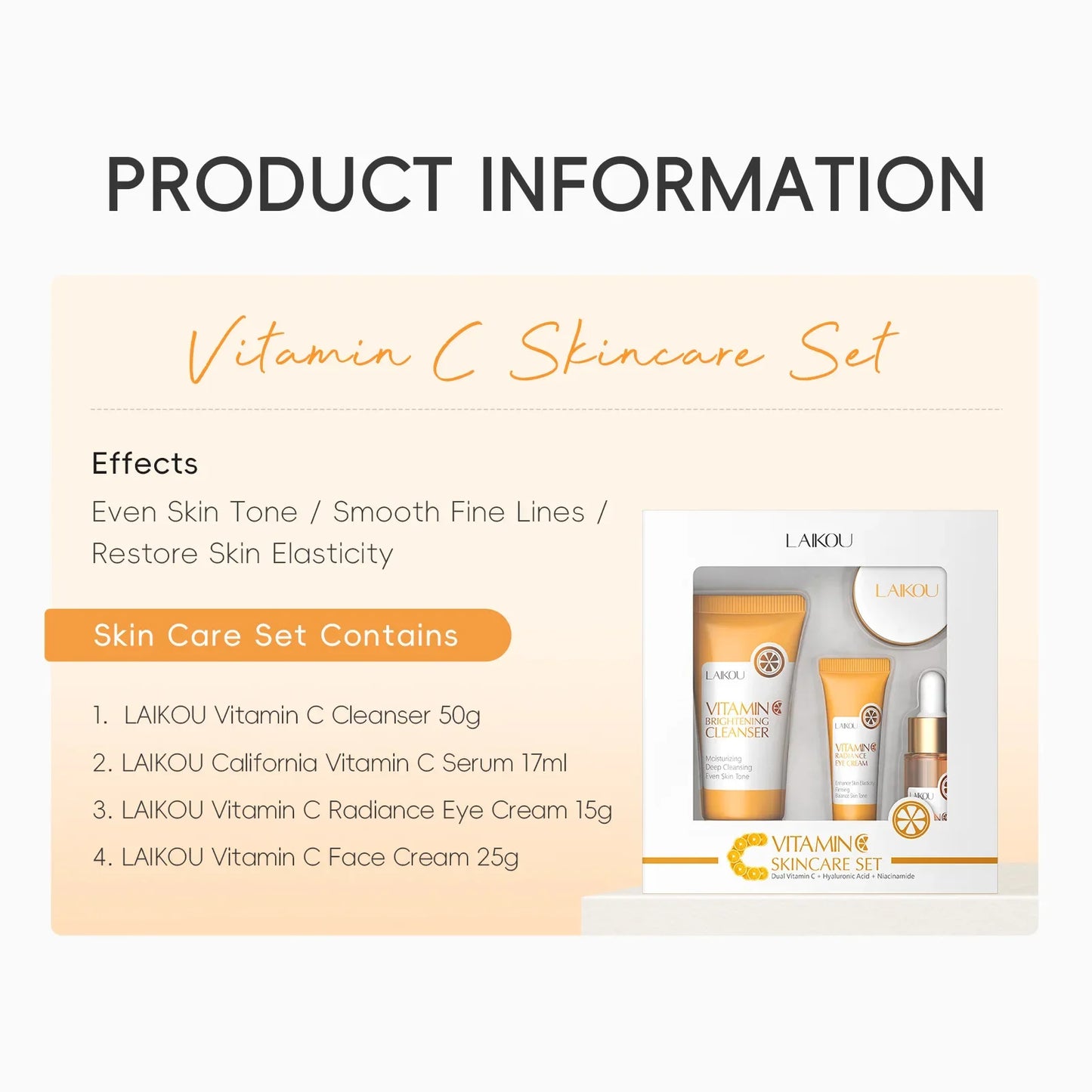 Brightening Vitamin C Skin Care Kit With Antiage Serum Hydrating Cleanser Moisturizing Eye Cream Face Treatment