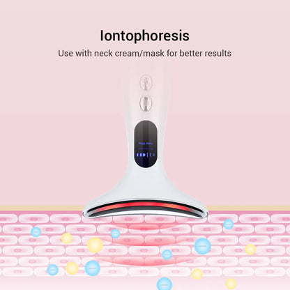 Neck Beauty Device EMS Micro-current LED Photon Firming Rejuvenating Anti Wrinkle Thin Double Chin Skin Care Facial Massager