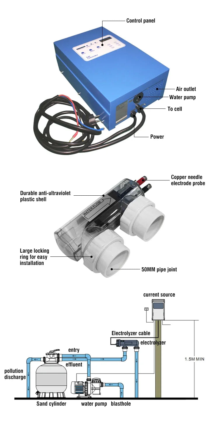 Swimming Pool SterilizerPool Cleaning Of Salt Water Chlorinator For Pool Disinfection Clean