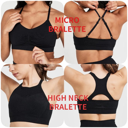 Effortless Micro Women Seamless Oner Active Sports Bra Running Adjustable Strap Fitness Workout Yoga Bra Cross Back Sexy Gym Top