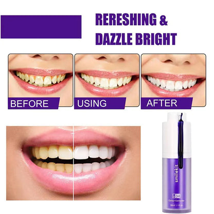 Smilekit V34 Purple Toothpaste Color Corrector Teeth Cleans Oral Cavity Keep Refreshing Yellow Stain Reduction Whitening Product