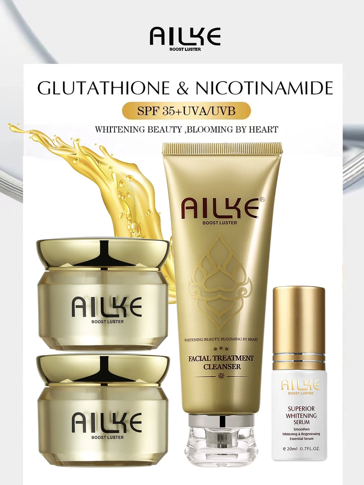 AILKE Whitening Moisturizing Facial Cream, Naturally Brighten Skin Tone, Remove Dark Spots, Clean Skin With Nicotinamide Spf35+