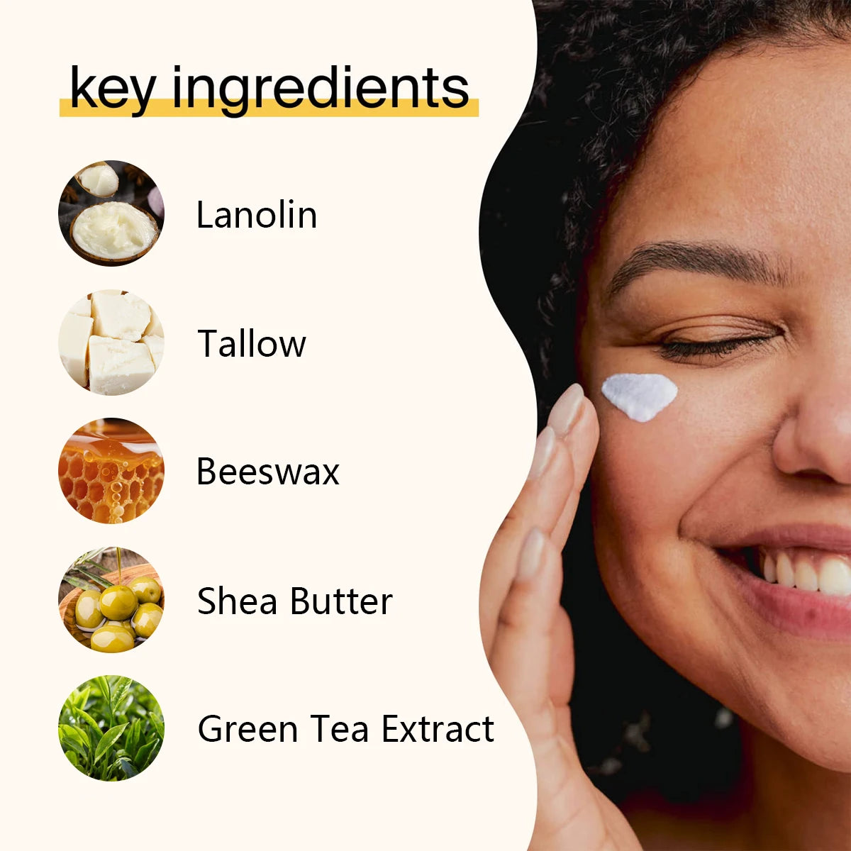 Natural Eye Cream with Shea Butter & Green Tea - Deep Nourishment, Soothing Moisture, Fast Absorption, Winter Care, All Skin Typ