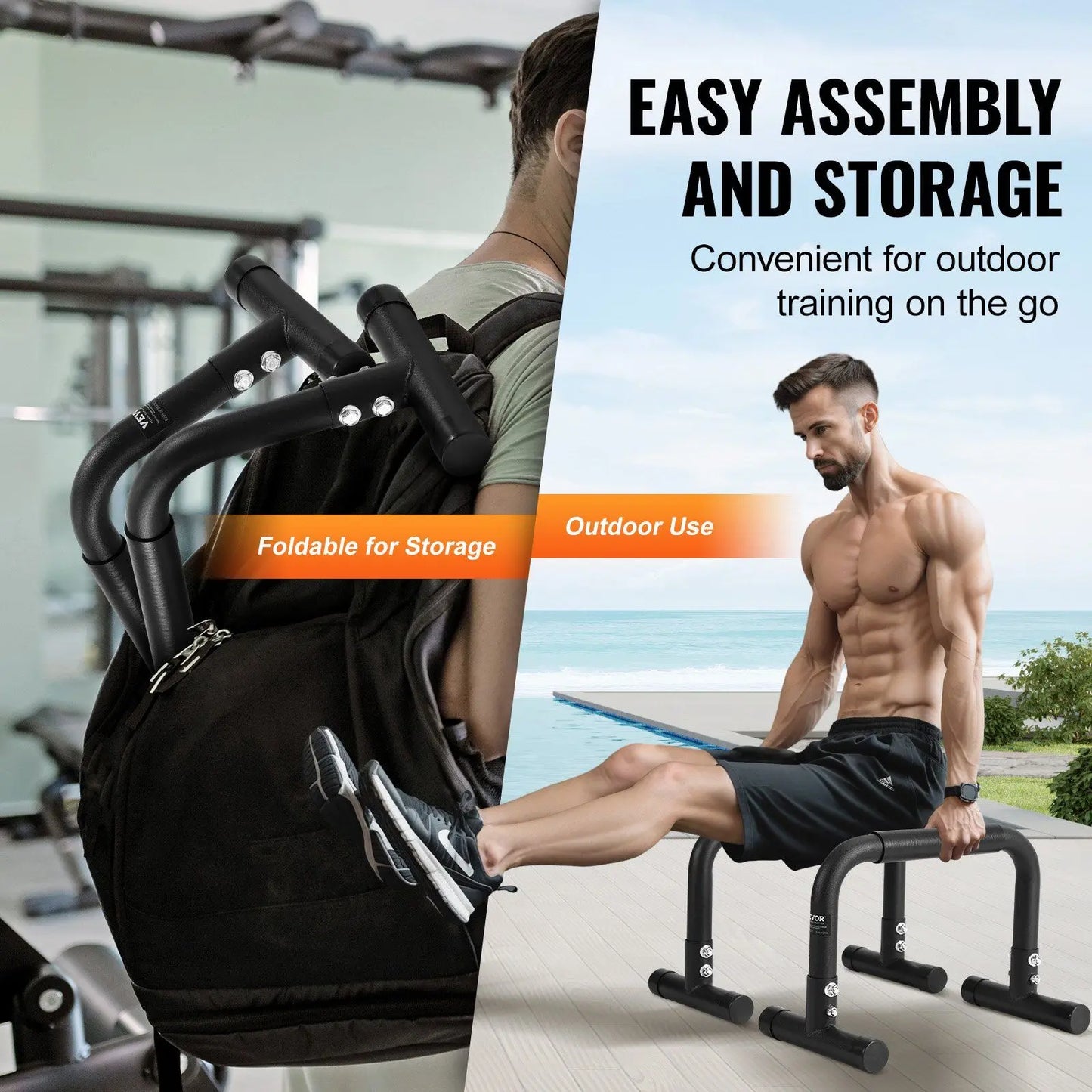 Dip Bars, 500 lbs Weight Capacity, Heave Duty Dip Stand Station, Fitness Workout Dip Bar Station Stabilizer Parallette Push Up S