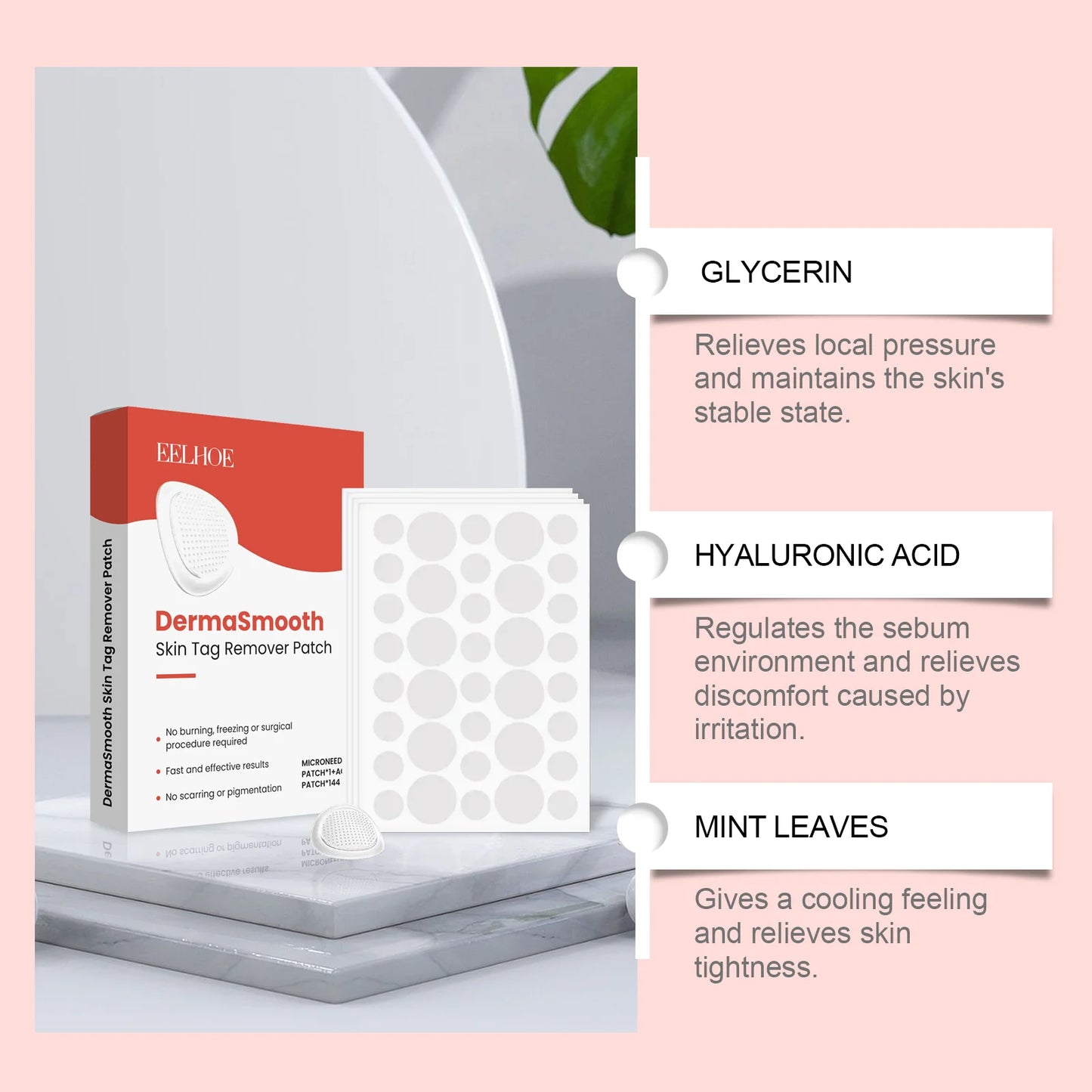 Skin care patch: A daily body care patch that gently cleanses the skin, clears acne, and is thin, invisible and transparent.