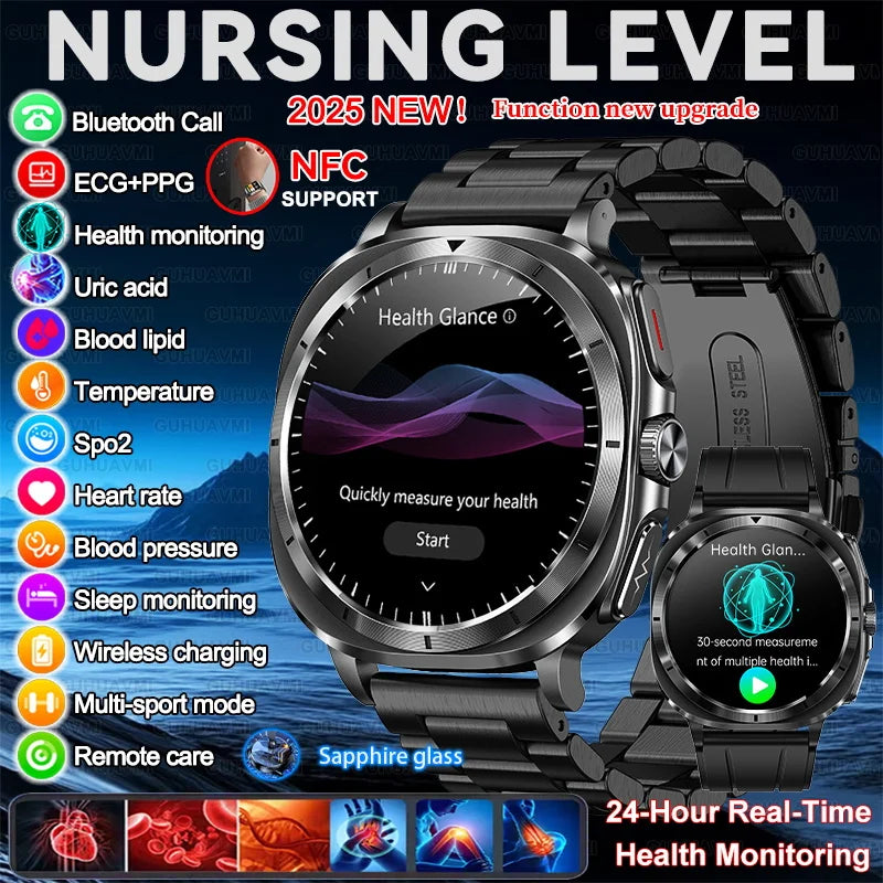 2025 NEW Health monitoring ECG+PPG Smart Watch Uric Acid Blood fat Blood Pressure High Precision Analysis Smart Watch Voice call