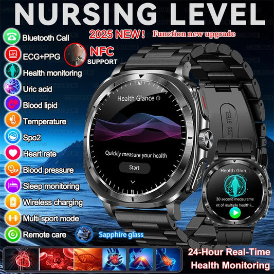 2025 NEW Health monitoring ECG+PPG Smart Watch Uric Acid Blood fat Blood Pressure High Precision Analysis Smart Watch Voice call