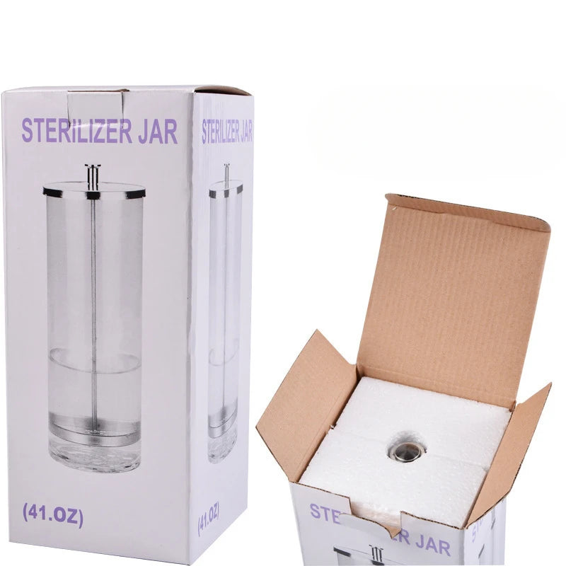 Sterilizer Jar Comb Sterilization Tank Barber Glass Cleaning Spa Eyelash Extensions Nail Tool Barber Sanitizing Disinfection