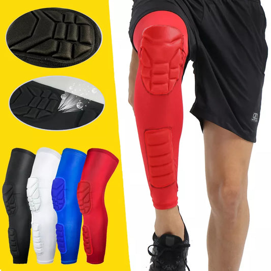 Compression MTB Knee Pads Honeycomb Long Basketball Leg Sleeve Men Women Kids Sport Calf Knee Protection Soccer Gym Leggings