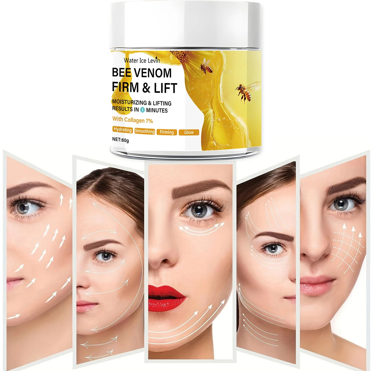 Bee Vemon Instant Facial Lifting Cream - 60g |   Firming and Rejuvenating Skin, Smoothing Fine Lines and Wrinkles |   All Skin Types