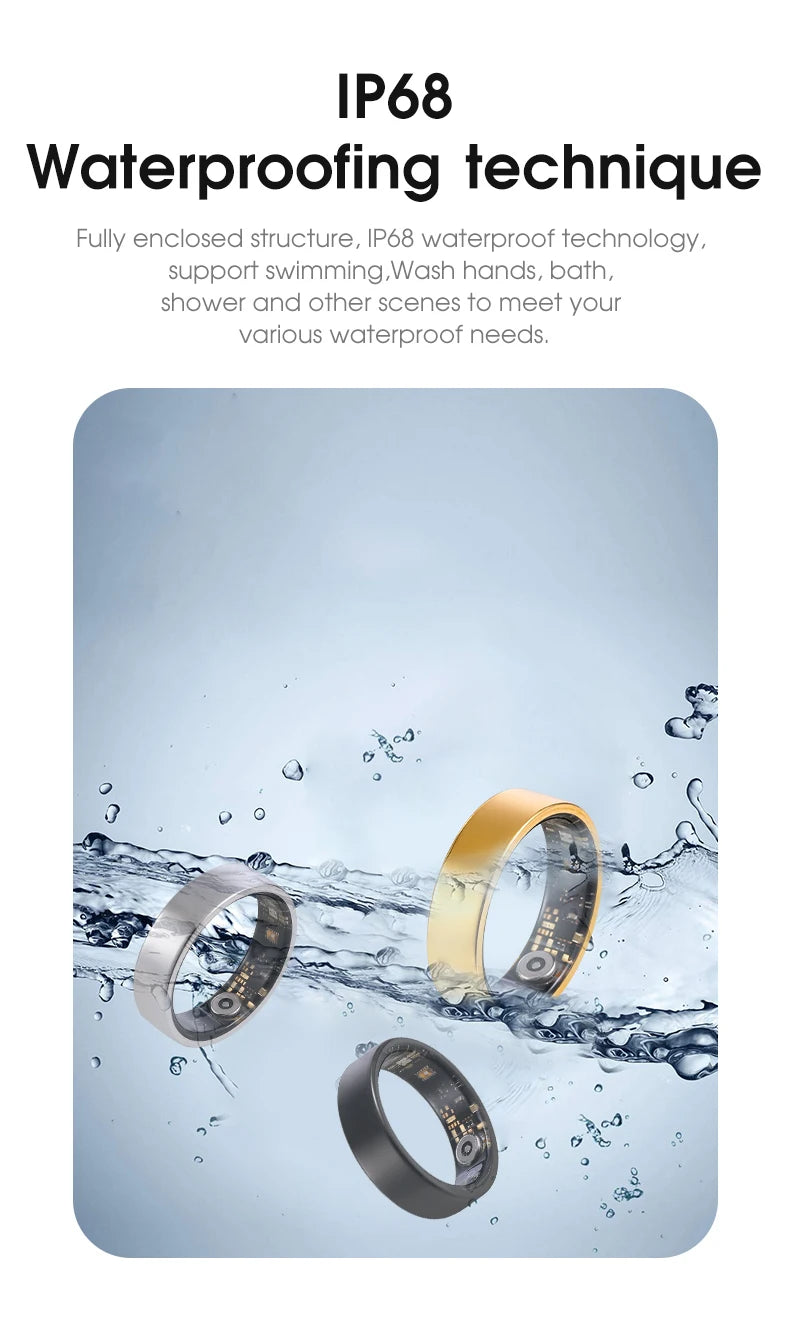 JUSTLANG Smart Ring Sports Ring Health Monitoring Bluetooth Heart Rate Blood Oxygen Sleep Pressure Motion Data Magnetic Charging
