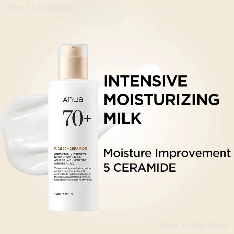 Korean Skincare Rice 70 Intensive Moisturizing Milk Lotion for Deep Hydration and Nourishing, Niacinamide Ceramides Lotion 150ml